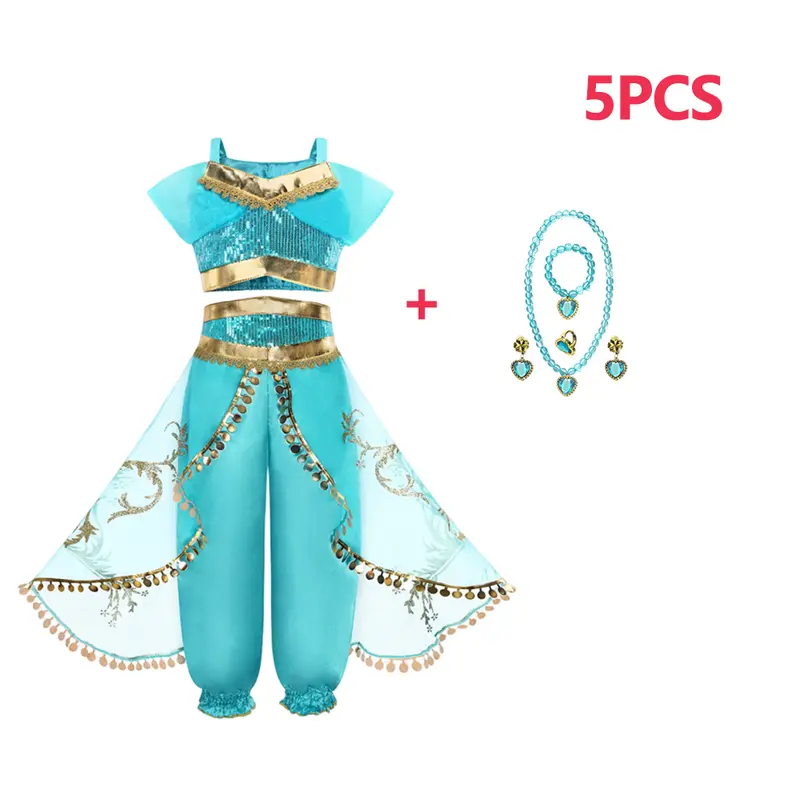 Girls Jasmine Elf Dress Kids Cosplay Fancy Flowers Christmas Birthday Costume Carnival Disguise Princess Party Clothes 2-10T - Image 19