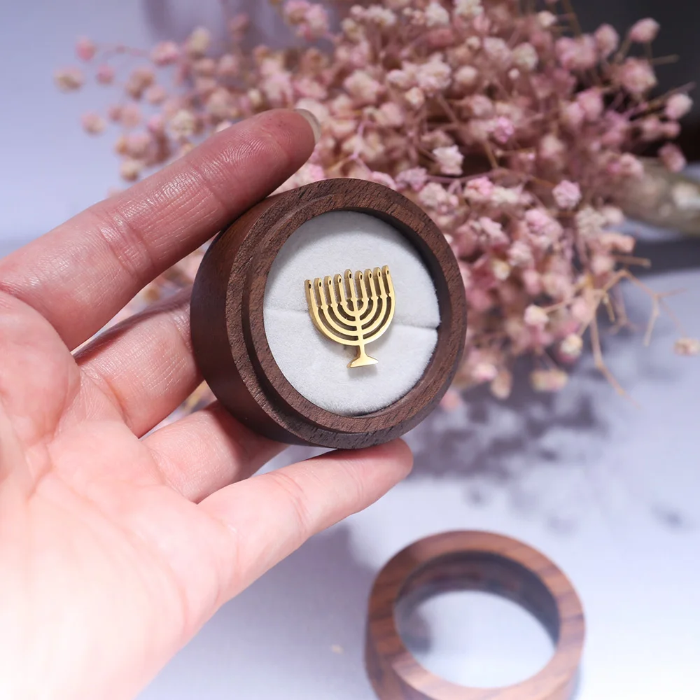 Tangula Vintage Jewish Menorah Brooches Stainless Steel Mens Judaism Symbol Badge Pin Accessories Groom Wedding Jewelry Gifts