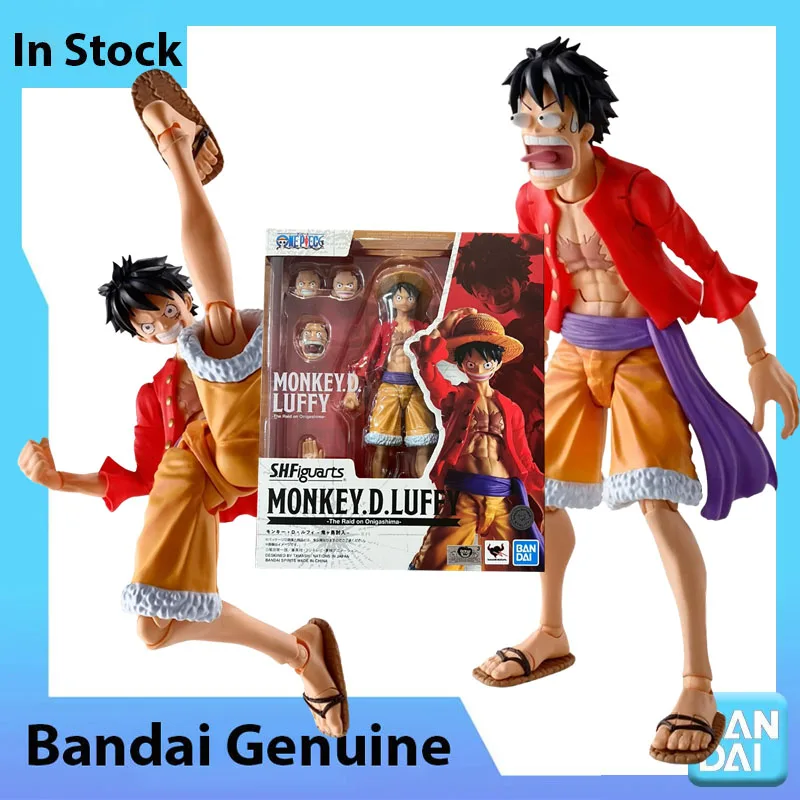 Bandai 100% Genuine One Piece Model Kit SHF Luffy The Raid on Onigashima Anime Action Figure Collection Finished Model Toys Gift