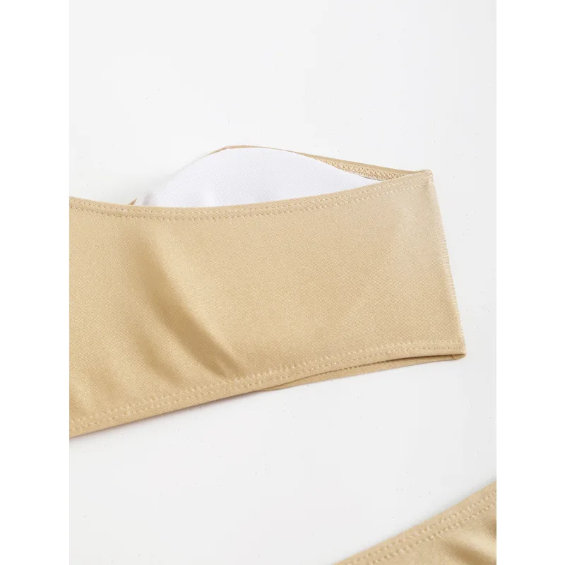 Seksowne khaki bikini na jedno ramię damskie stroje kąpielowe damskie stroje kąpielowe 2025 nowy zestaw bikini z wysokim stanem strój kąpielowy kostiumy kąpielowe Biquini