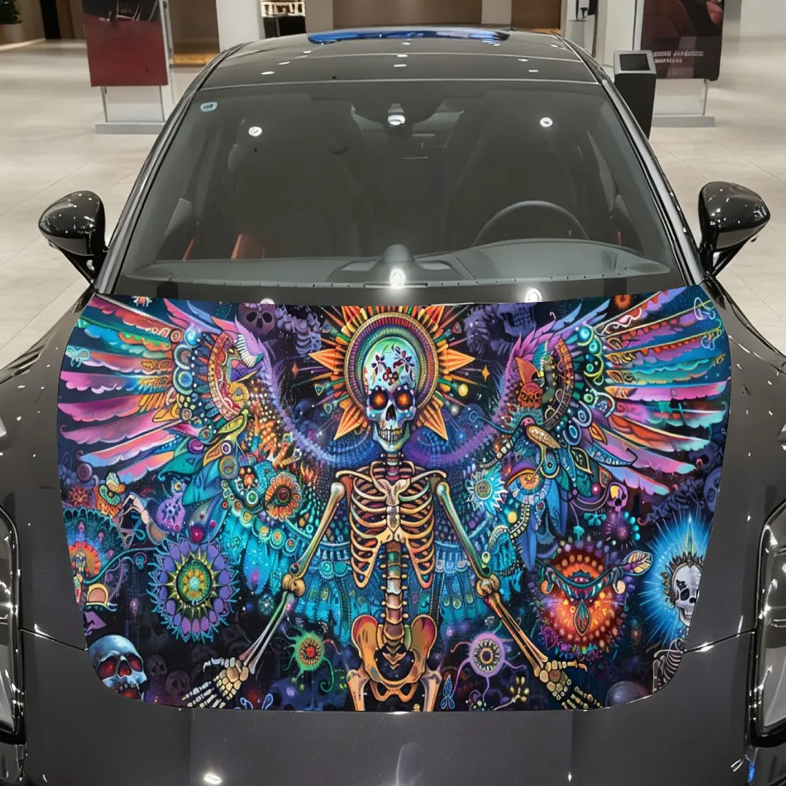 

Psychedelic Angel Skeleton Auto Cover Sticker, Waterproof and Self-adhesive Car Hood Decal, Auto Vinyl Wraps, Cool Car Exterior