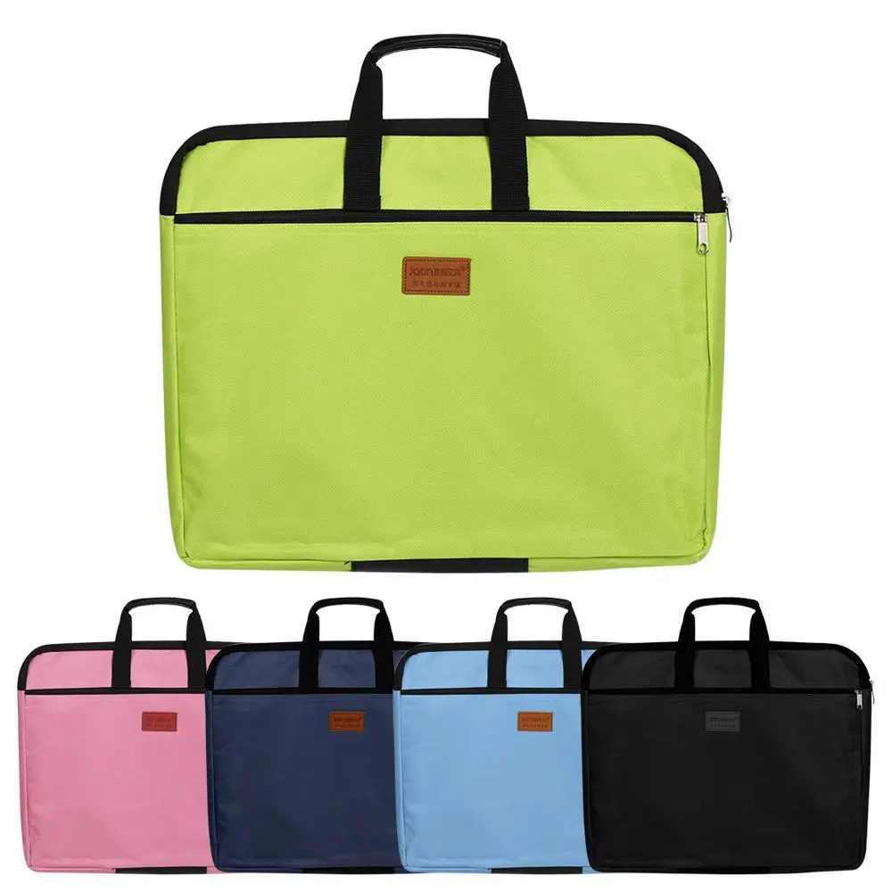 File Folder Holder With Handle Zipper Waterproof Canvas Handbag Big Capacity Durable Double Layers Book A4 Document Bag