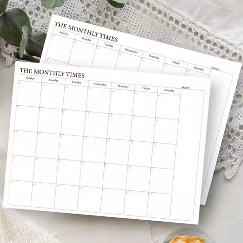 A4 Monthly Planner Undated Calendar Organizer, Large Grid Layout, Blank Monthly Overview Pages, School, Office, and Home Use