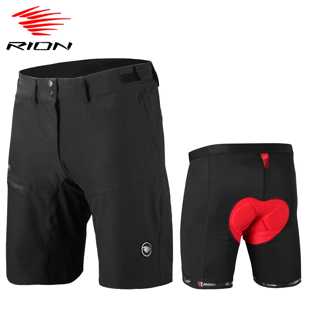 RION Cycling Shorts Men MTB Mountain Bike Sets Detachable Underwear Bicycle Sports Wear Road Biker Padded Tights 5 Hours 2 In 1