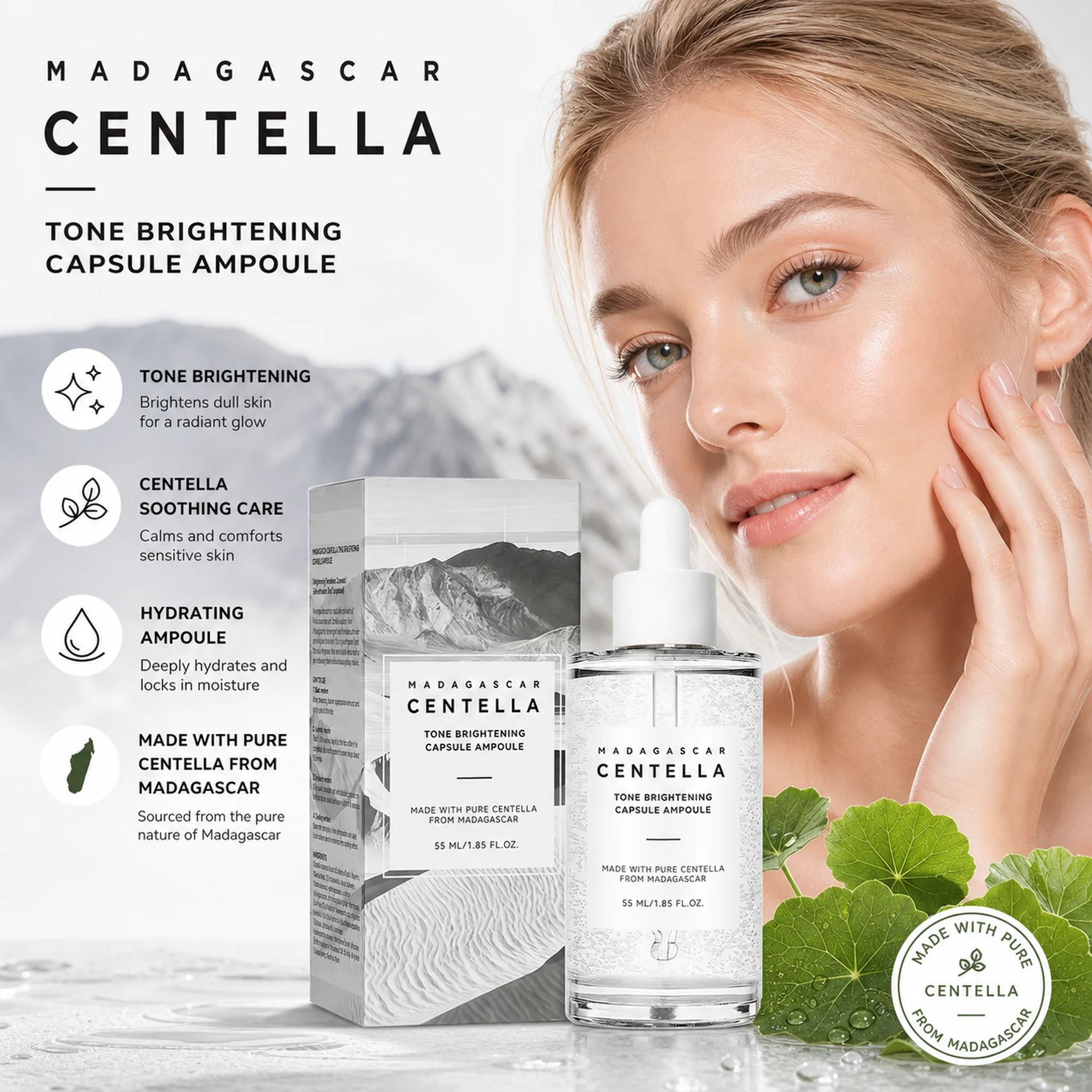 Glycolic Acid Exfoliant - มาดากัสการ์ สกินโทน เพอร์เฟคเตอร์ ไบรท์เทนนิ่ง แอมพูล 55