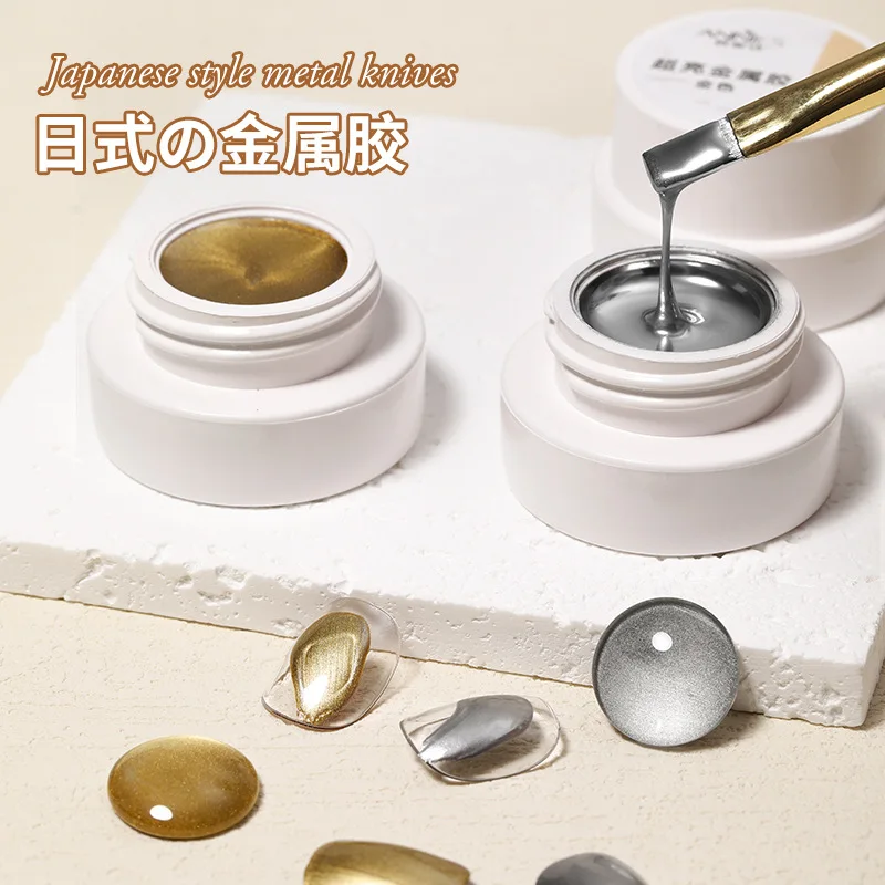 5ml Japan Bright High Density Metallic Gel Gold Mirror Silver Painting Drawing Line Hooking UV Nail Art Polish Manicure Varnish