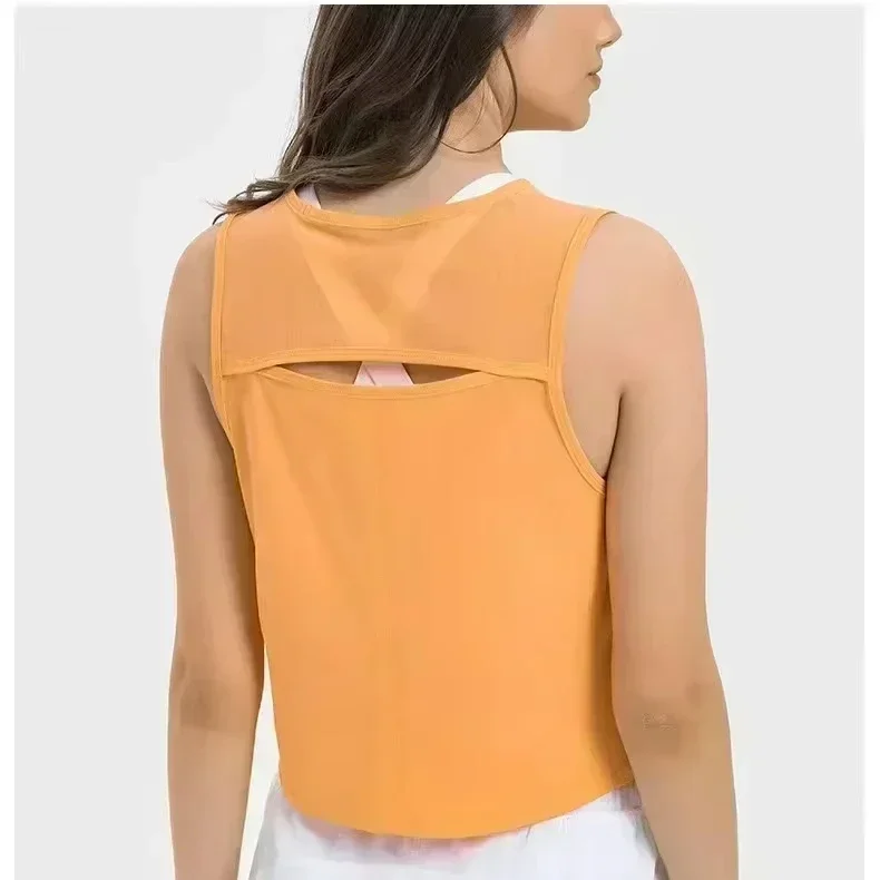 

Lemon Sculpt Yoga Top For Women Loose Fit Workout Crop Tank Gym Wear Sleeveless Back Hollow Out Sportswear Running Sport Shirts