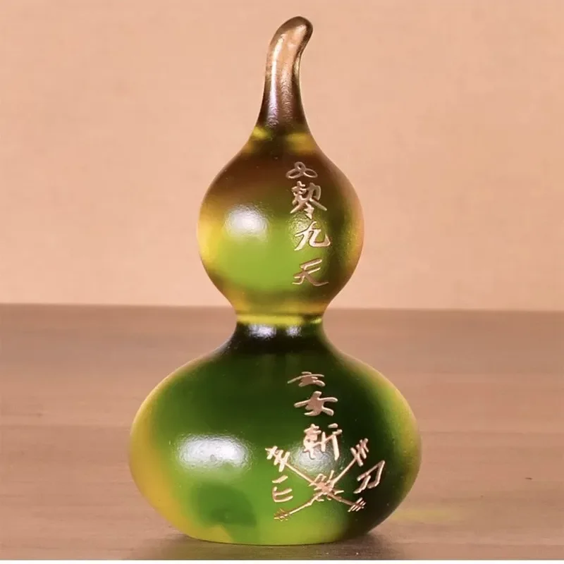 Glazed Gourd Ornament for Home Office Desktop Feng Shui Decor Traditional Handicraft Housewarming Gift Anti Negative Energy