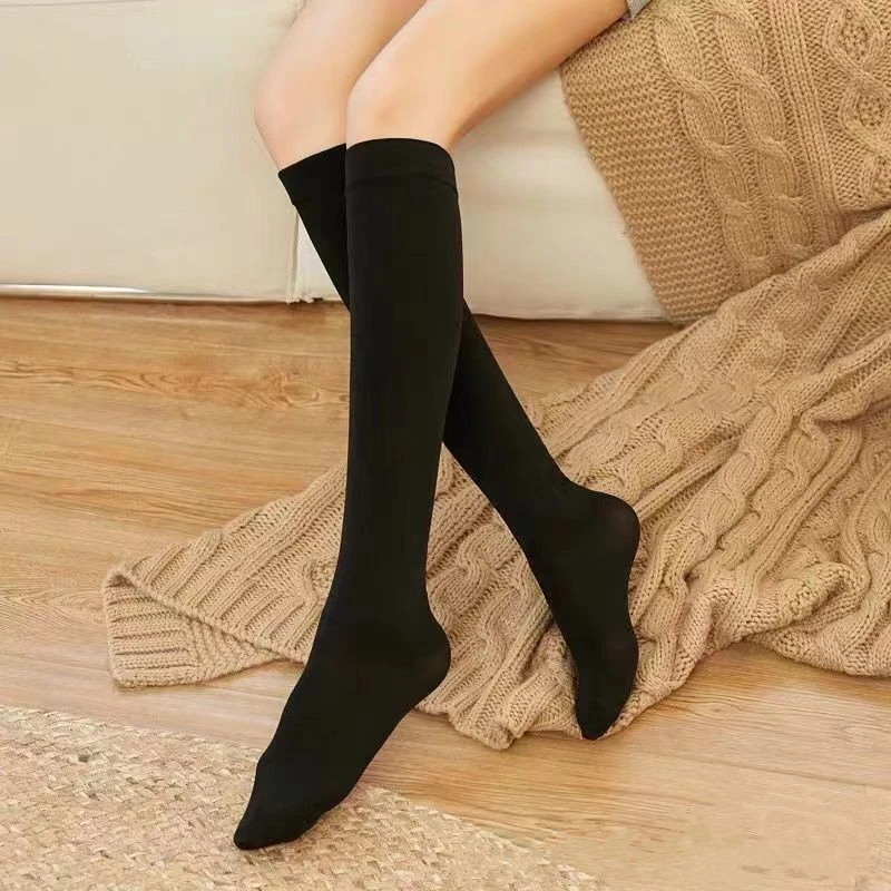 Thicken Warm Long Tube Show Socks Women Long Stocking Skin Color Knee-length Calf Socks Women Skirt Clothing Matching Winter