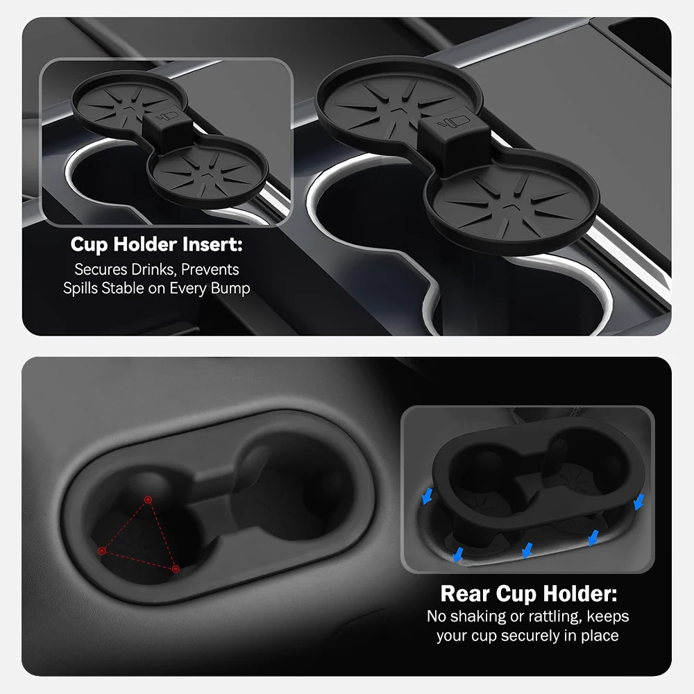Heenvn 8Pcs Car Wireless Charging Silicone Pad For TESLA Model Y Launch 2025 2026 Cup Holder Steering Wheel Lever Shift Cover view 3