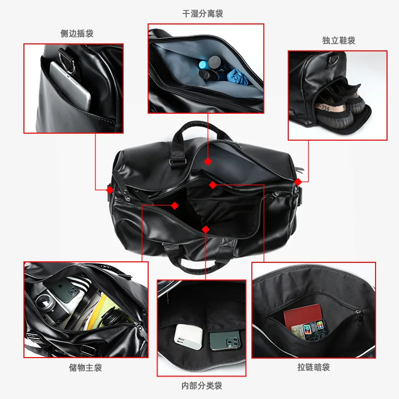 Men's travel bag handbag waterproof sports bag cylinder training large capacity luggage shoulder bag