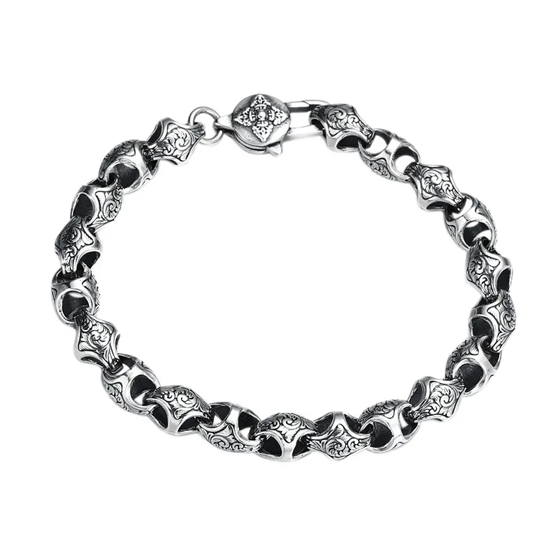 925 sterling silver bracelet tangcao Vajra bracelet splendid trendy Thai silver retro personality distressed ornament 5