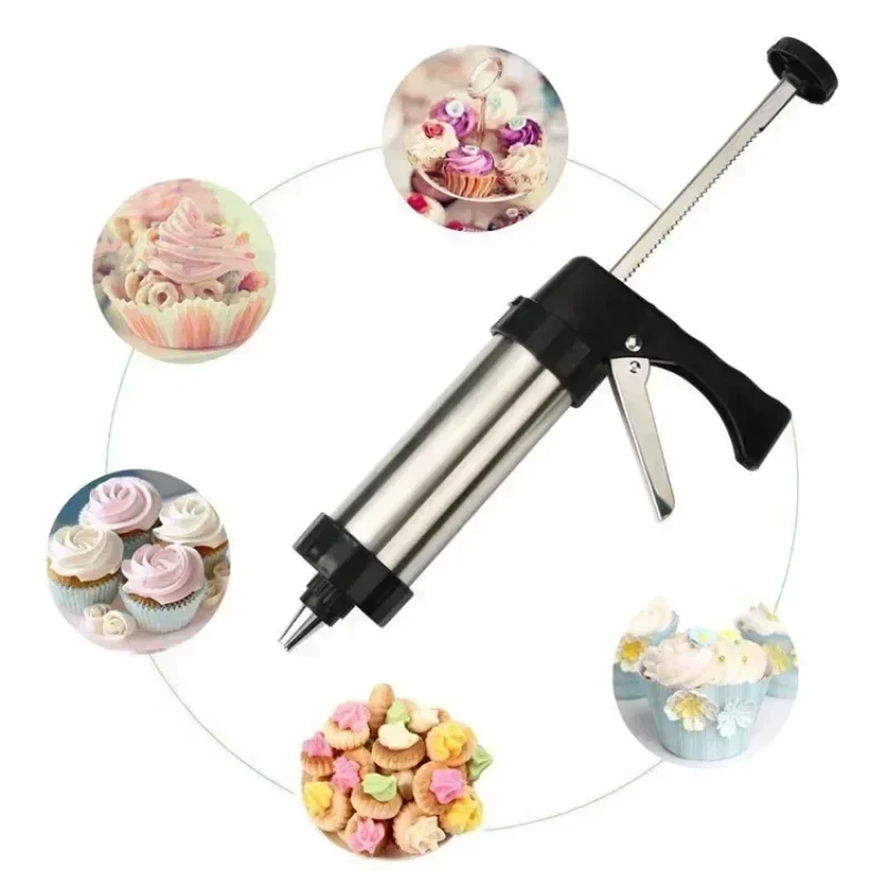 

Stainless Steel Cake Cream Decorating Gun Set Multi Mold Pastry Syringe Extruder Cookie Making Tool Professional Baking Acces