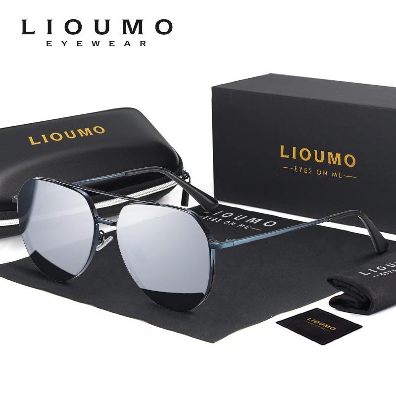 LIOUMO Top Quality Fashion Aviation Sunglasses Man Polarized Driving Glasses Woman Trendy Shades Anti-Glare heren zonnebril