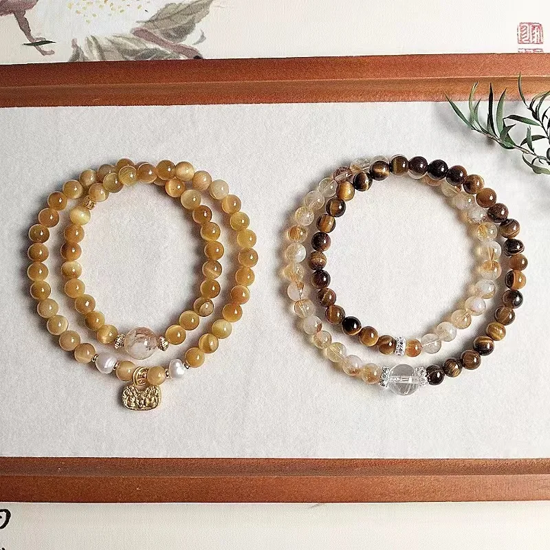 

Натуральный тигровый глаз камень, желтая башня, белый кристалл, браслет, женский стиль мелада, ручные украшения, аксессуары