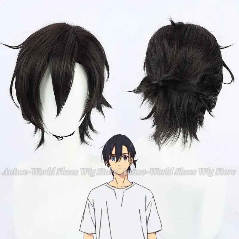 

Anime Summer Time Rendering Shinpei Ajiro Cosplay Wig 35cm Short Black Blue Heat Resistant Synthetic Halloween Wigs + Wig Cap