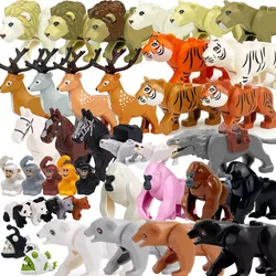 MOC Farm Forest Series Scene Parenting Animal Building Blocks Jungle Wolf Mount Horse Brown White Bear Panda DIY Bricks Kid Toys