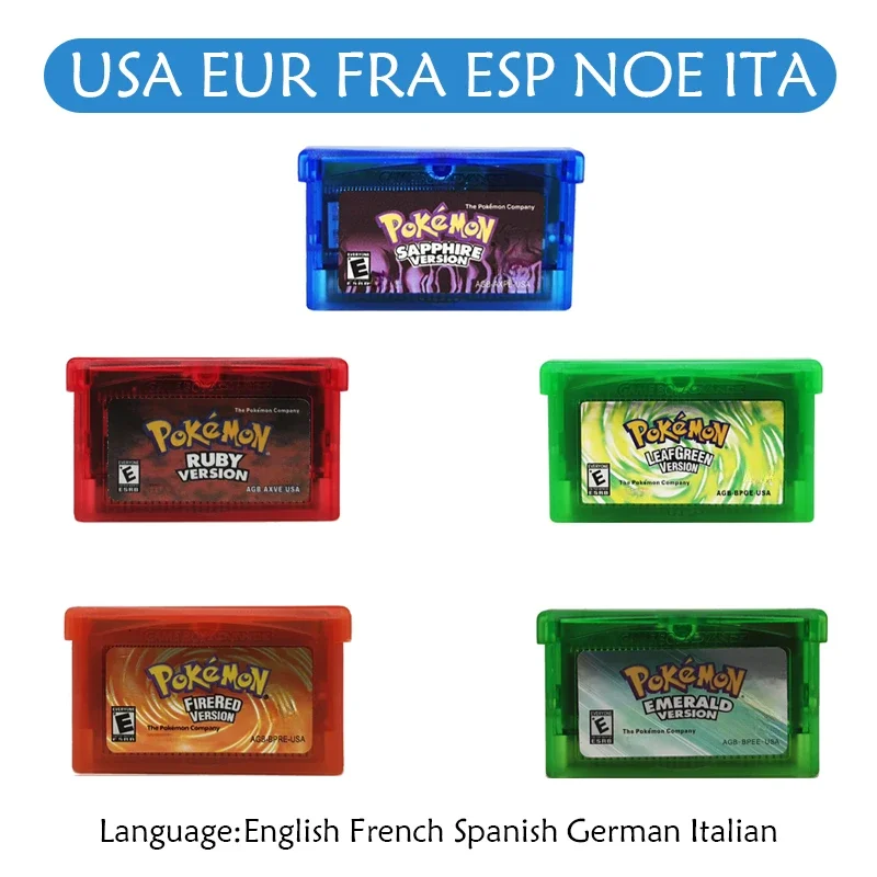 GBA-Spiel Pokemon-Serie Videospiel-Kassette Konsolenkarte Pokemon Emerald FireRed Ruby LeafGreen Sapphire Mehrsprachig