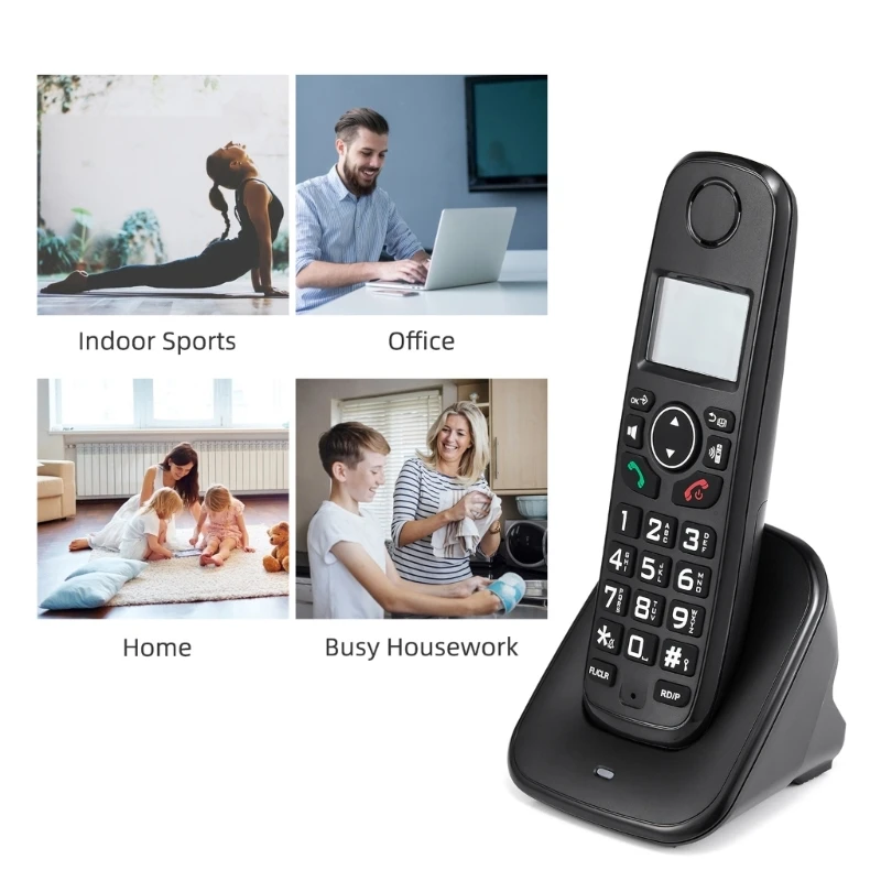 Cordless Landline Fixed Telephone Home Desk Phone with Caller Identification Sound Noise Reduction Telephones D1001