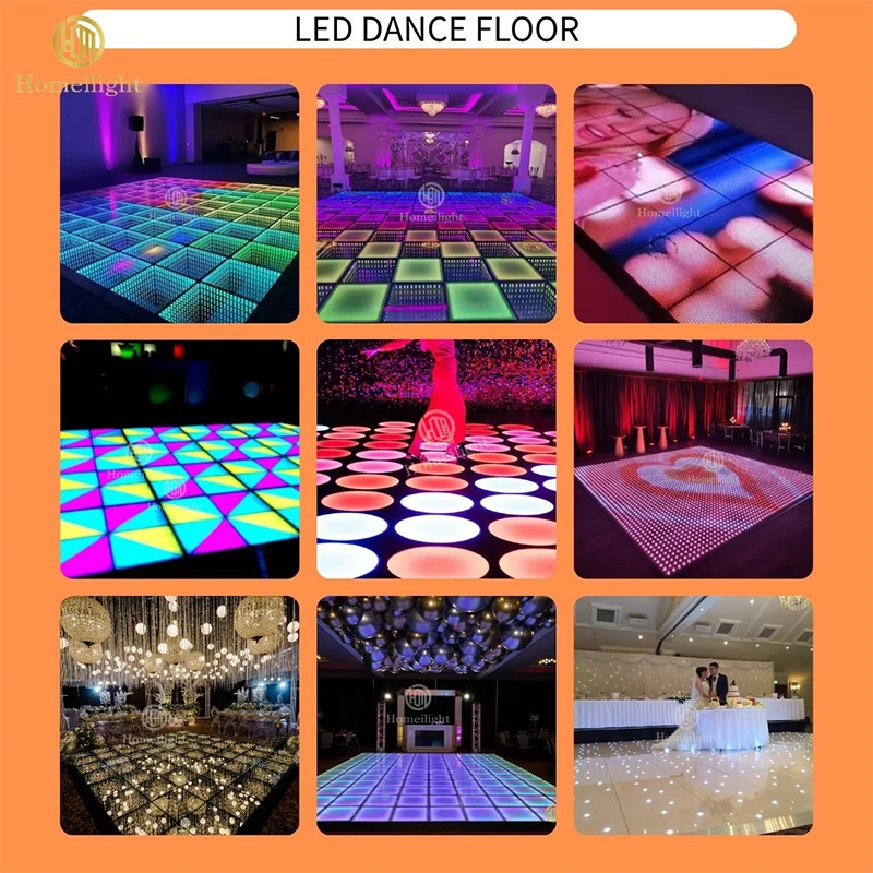 New Arrival 3D Mirror + Matte Dance Floor LED DJ Uplights for Weddings Events Party Club Disco