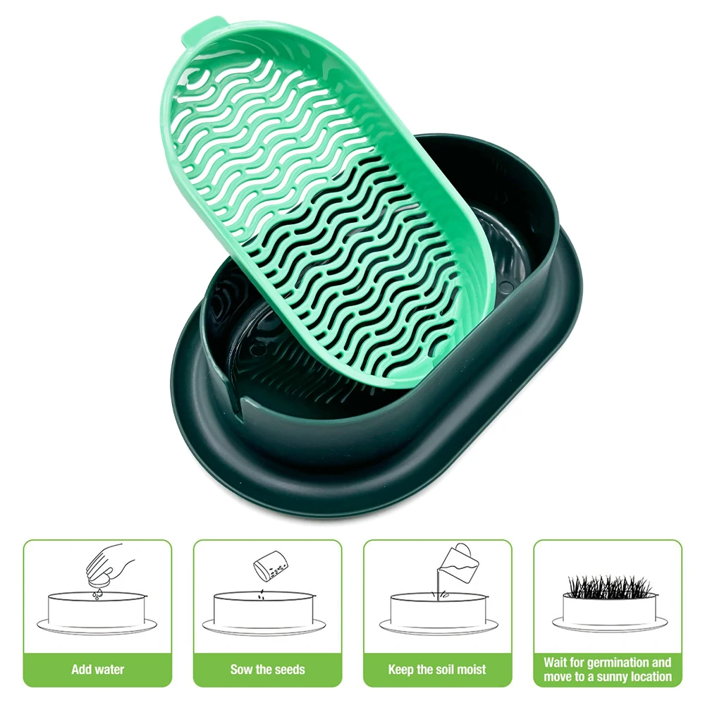 New Pet cat sprout Dish Growing Pot Hydroponic Plant cat Grass Germination Digestion starter Dish Greenhouse Grow Box