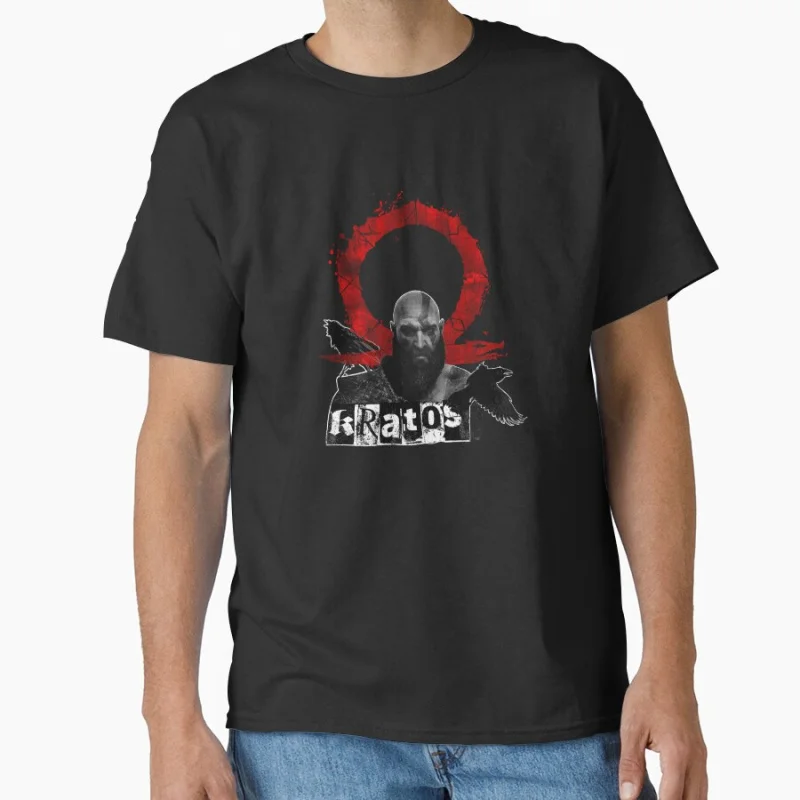 

Kratos Norse Ravens 80s video game God of war The warrior of gods Norse mythology Sparta T-shirt for men large size Tops s-6xl