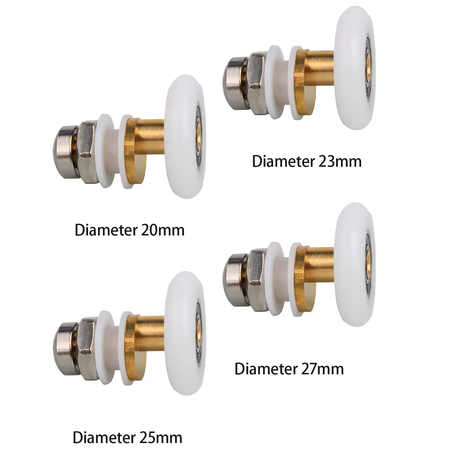 Silent Sliding Door Wheels Smooth Operation Stainless Steel Replacement for Cabinet Sliding Doors System
