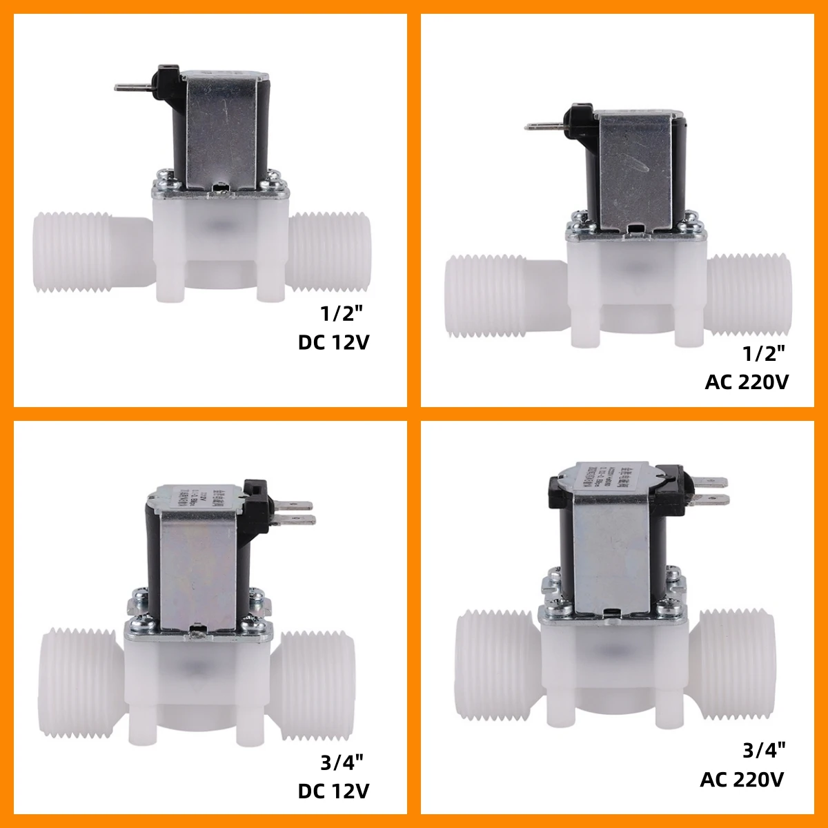 AC 220V/DC 12V Normally Closed Electric Solenoid Valve 1/2
