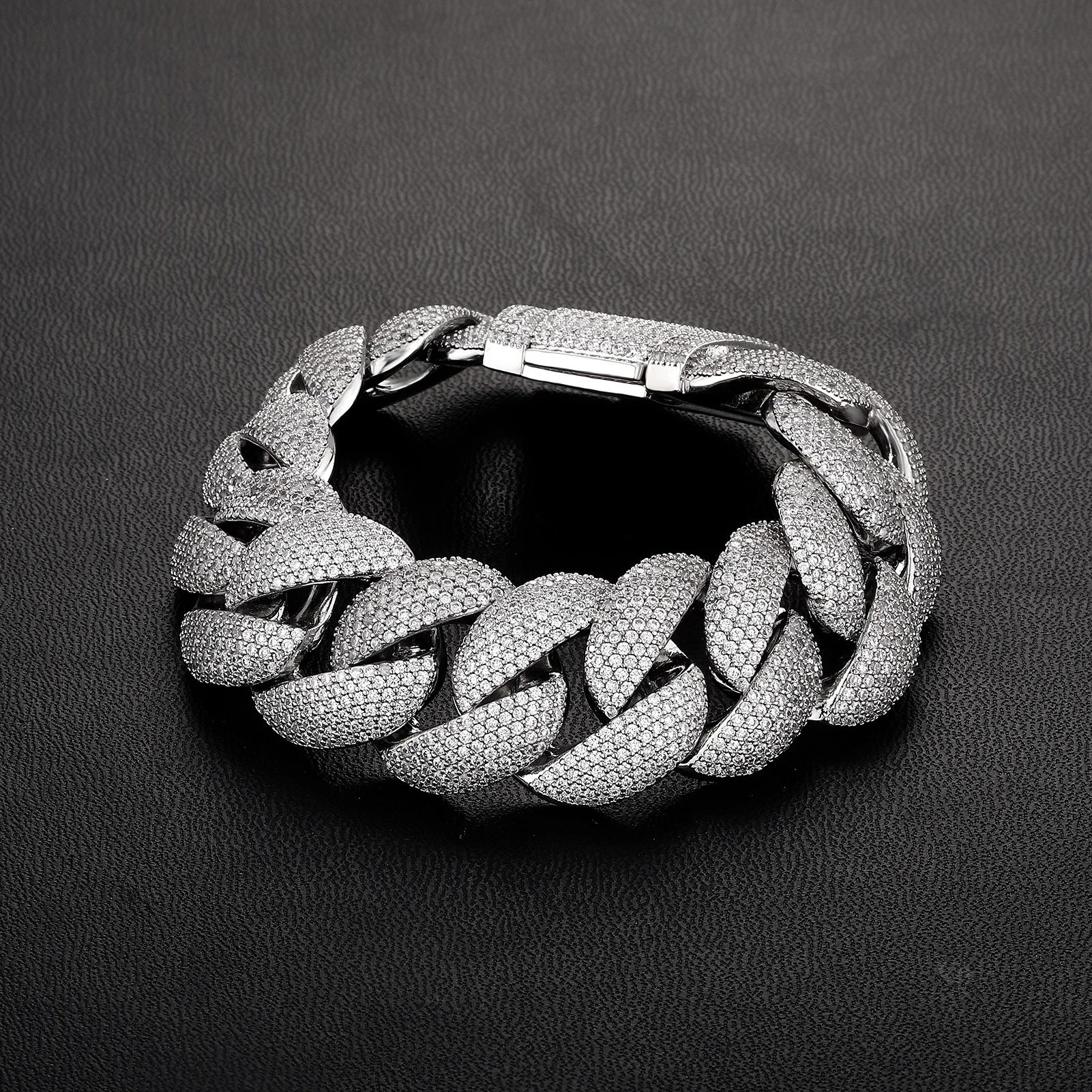 

Hip-hop full diamond Cuban chain men's necklace 24MM gold-plated zircon, trendy men's personalized fashion accessories bracelet