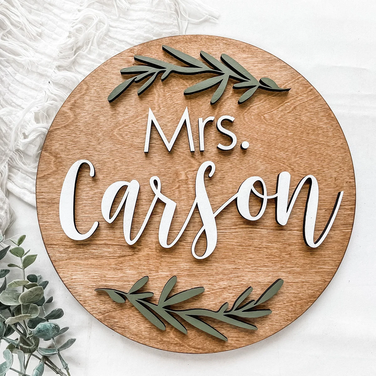 

Custom Teacher Name Sign - Perfect Appreciation Gift, Round Wooden Door Hanger For Classroom & Home Decor, Ideal For Christmas &