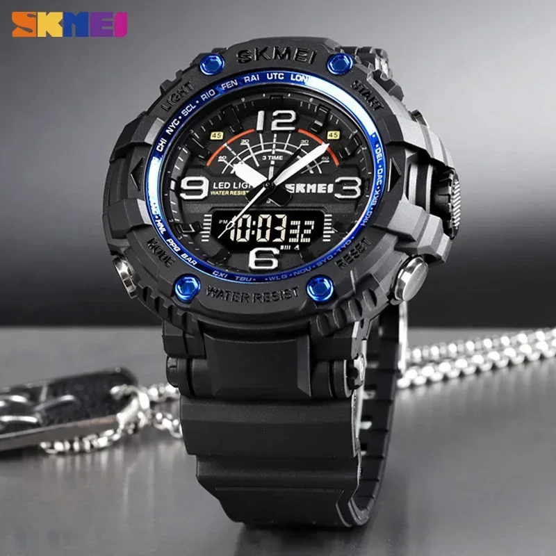 SKMEI Hour Shockproof Waterproof Large Dial reloj hombre Military 3 Times Watches Men Japan Chinese Movement Wristwatches 1617