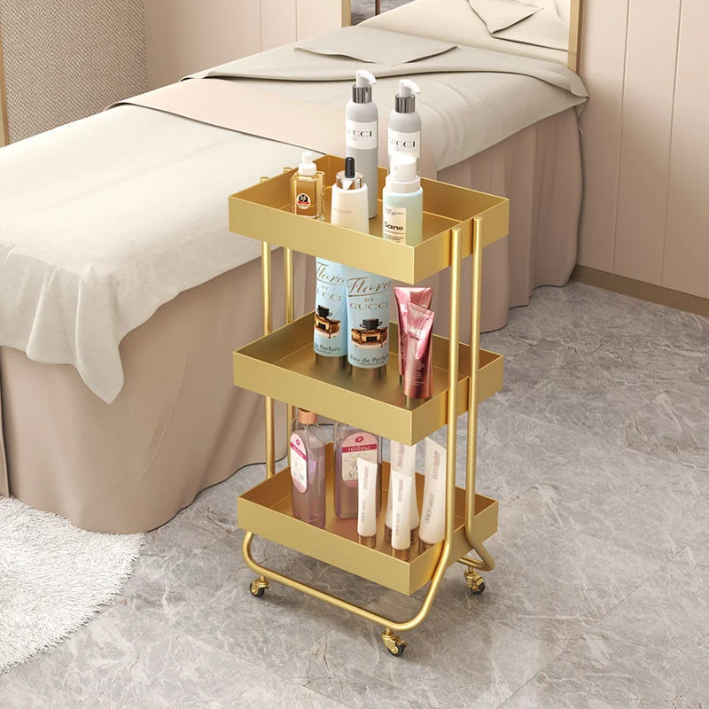 Nordic Mobile Trolley Storage Rack with Wheels Storage Basket Rack Toilet Floor Rack 3-layer Trolley Carts Kitchen Furniture ins