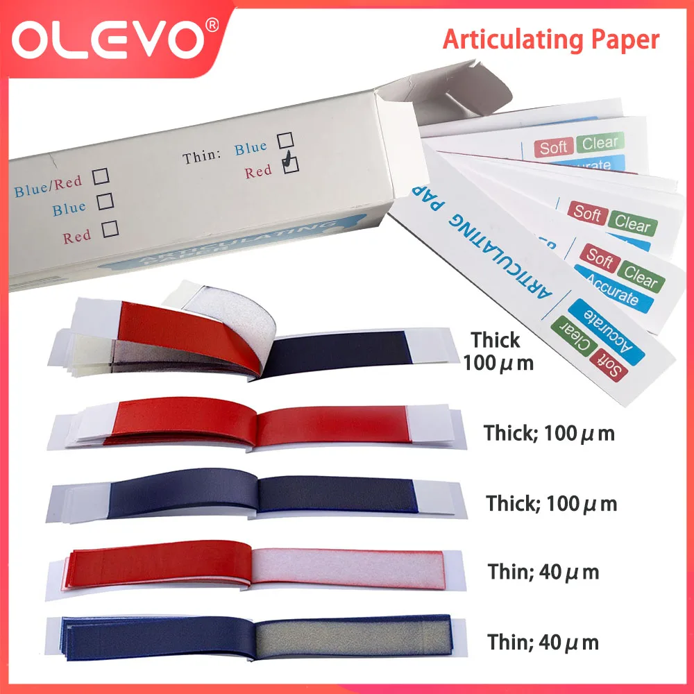 Dental Articulating Paper Teeth Whitening Strips Disposable Double Sided Hydrophobic PapersSoft Red/Blue Dentist Lab Materials