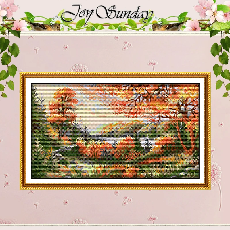 

Autumn Scenery Patterns Counted Cross Stitch Set 11CT 14CT 16CT Stamped DMC Cross-stitch Kit Embroidery Needlework Home Decor