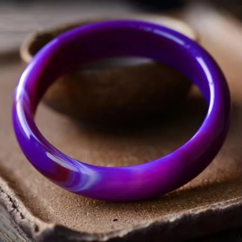 

Imperial Dark Purple Chalcedony Agate Jade Stone Bracelet Jewelry Natural Bangle Quality Accessories Lucky Gift