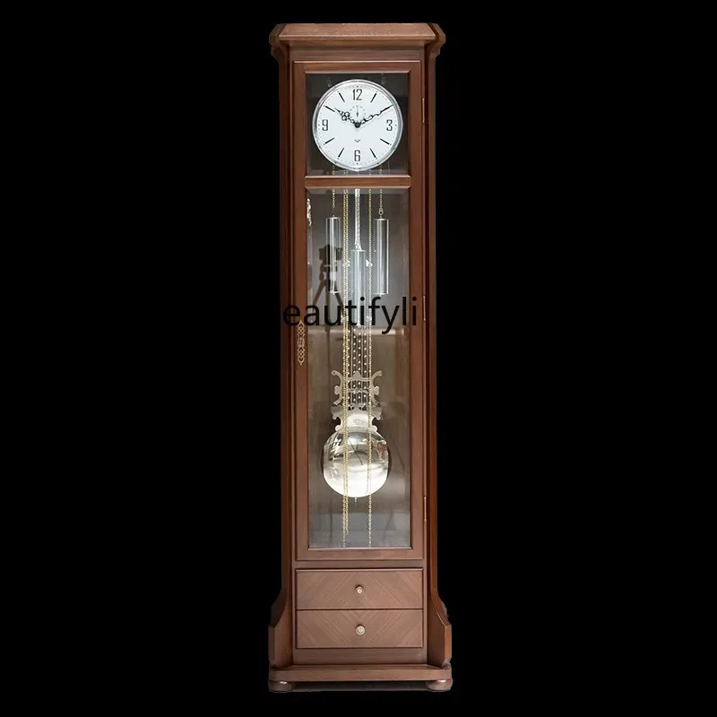 Hemler American floor clock Chinese retro European-style villa large pendulum clock vertical living room clock mechanical watch