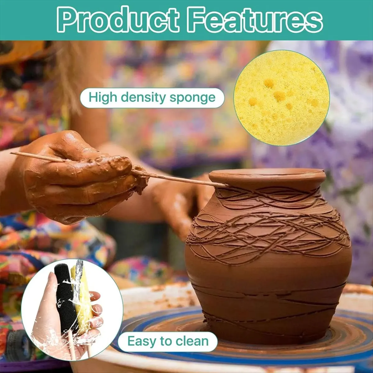 12 Pcs Pottery Sponge for Clay, Ceramic Throwing Stick Pottery Trimming Tools Texturing and Sculpting for Artist Shaping-A51M