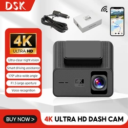 4K Ultra HD Dash Cam Night Vision 170° Wide Angle Dash Camera 2.4G Wifi Smart Connectivity Drive Recorder Car DVR