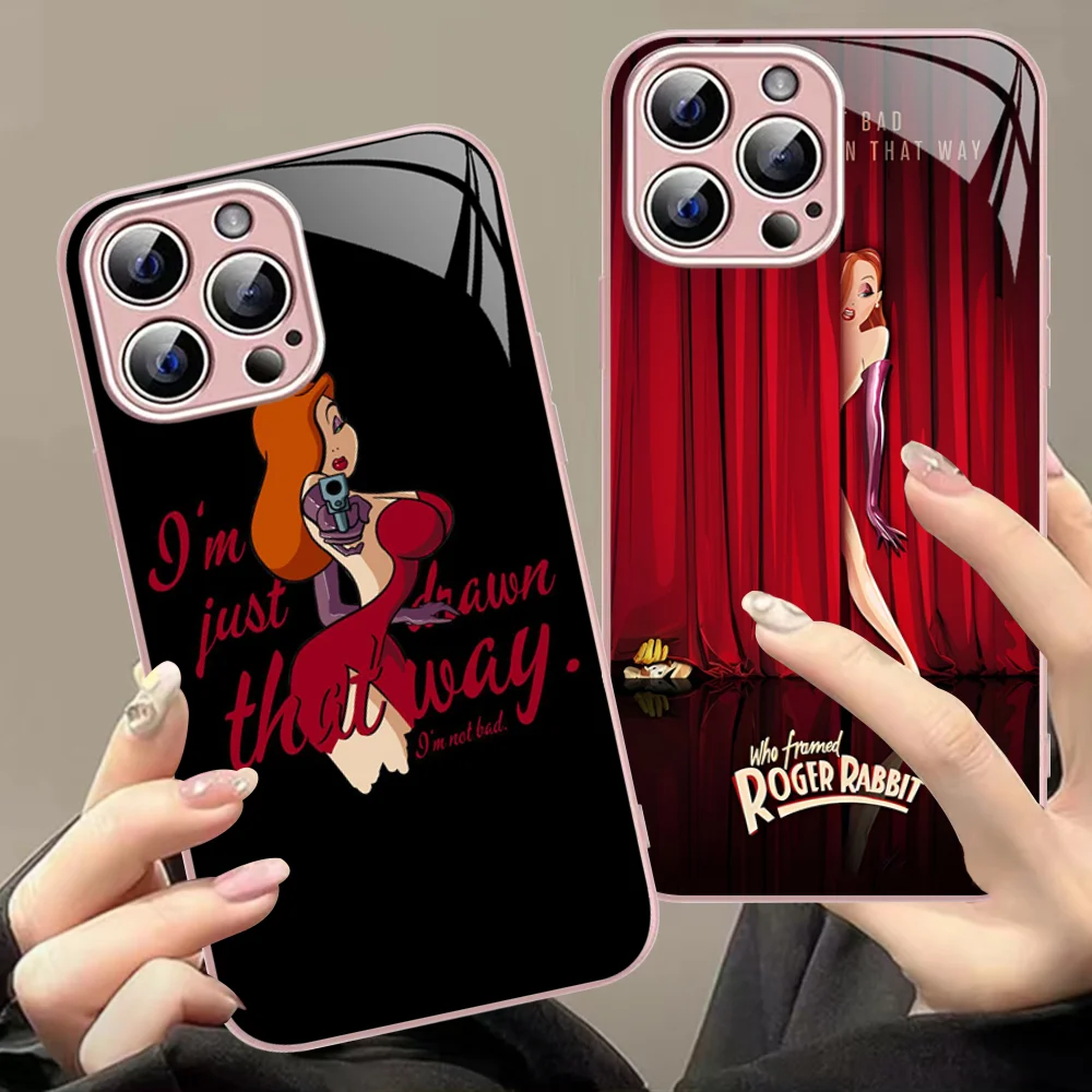 J-Jessica R-Rabbit Sexy Phone Case Tempered Glass For Iphone 14 13 12 11 Pro Mini XS MAX 14Plus X XS XR Fundas