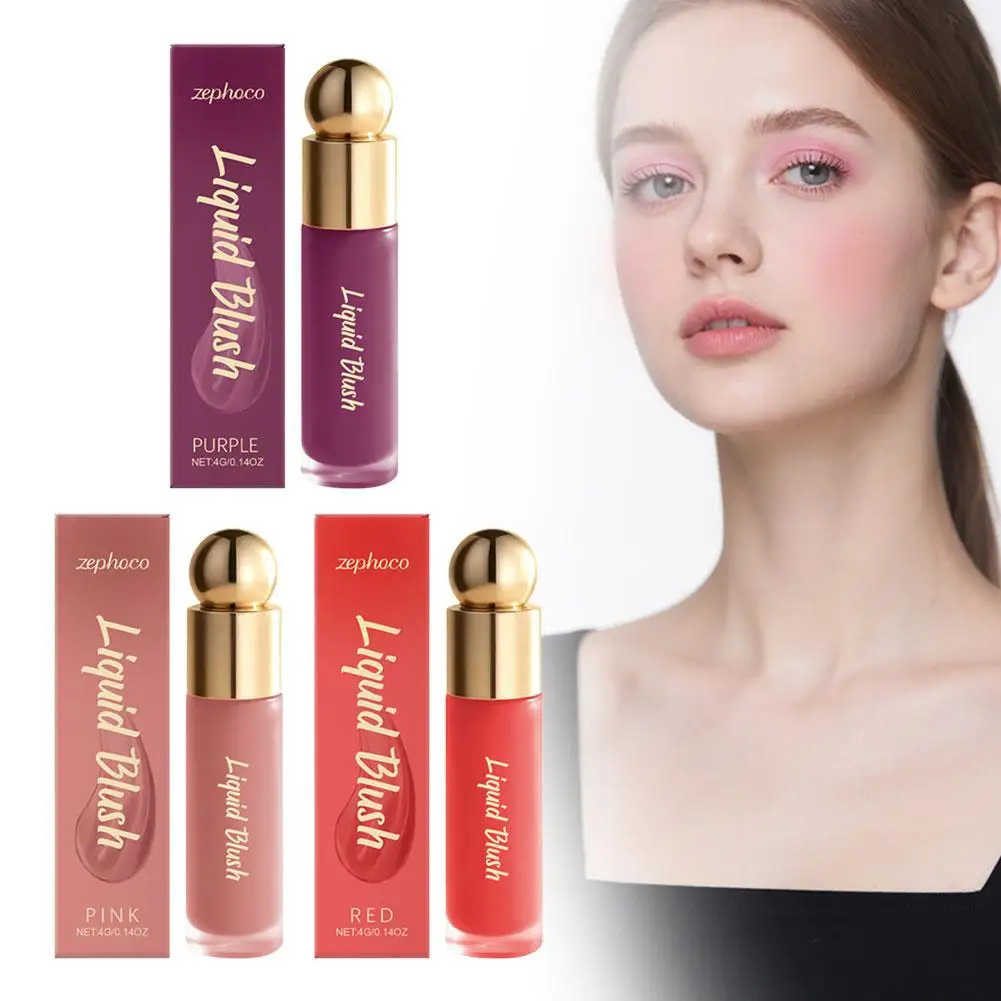 أحمر خدود سائل مرطب ماركة Zephoco أرجواني وردي أحمر وجه شفاه عين 3in1 أحمر خدود طبيعي ناعم يدوم طويلاً #1