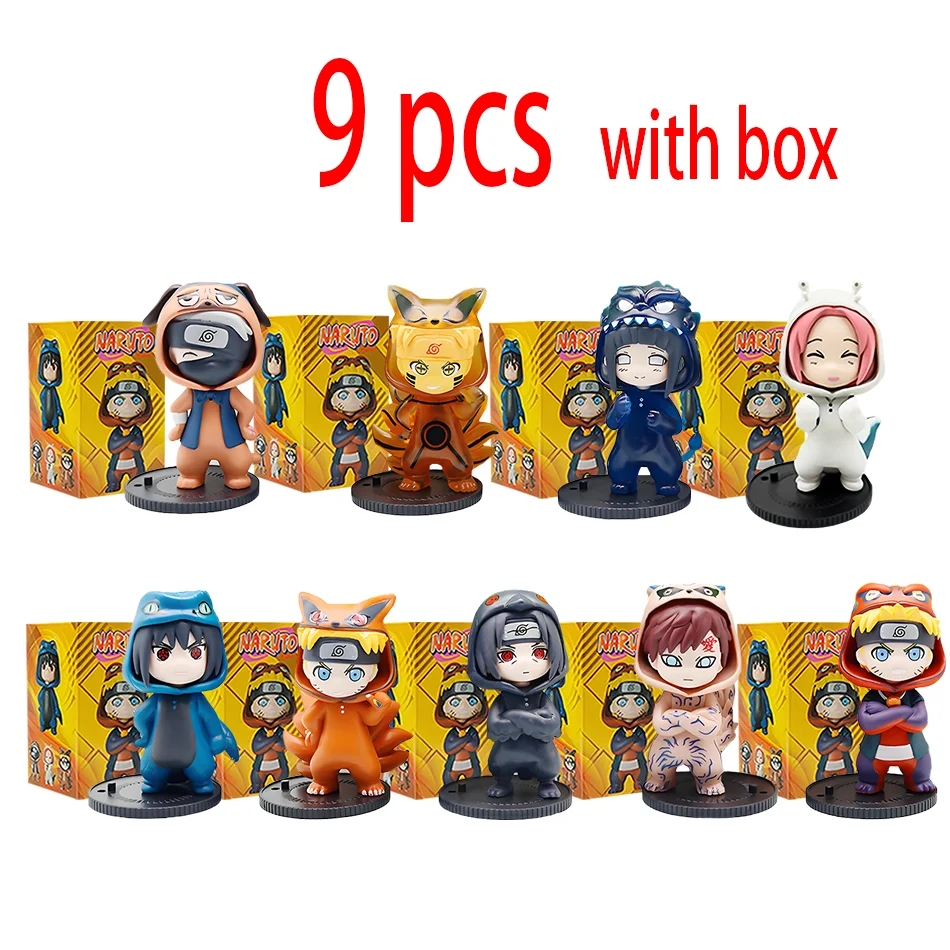 1-9 szt. Figurki Naruto w niespodziance, model, ozdoba, anime, Uchiha Sasuke, Sakura, cosplay, figurka akcji, zabawki, dekoracje, prezenty