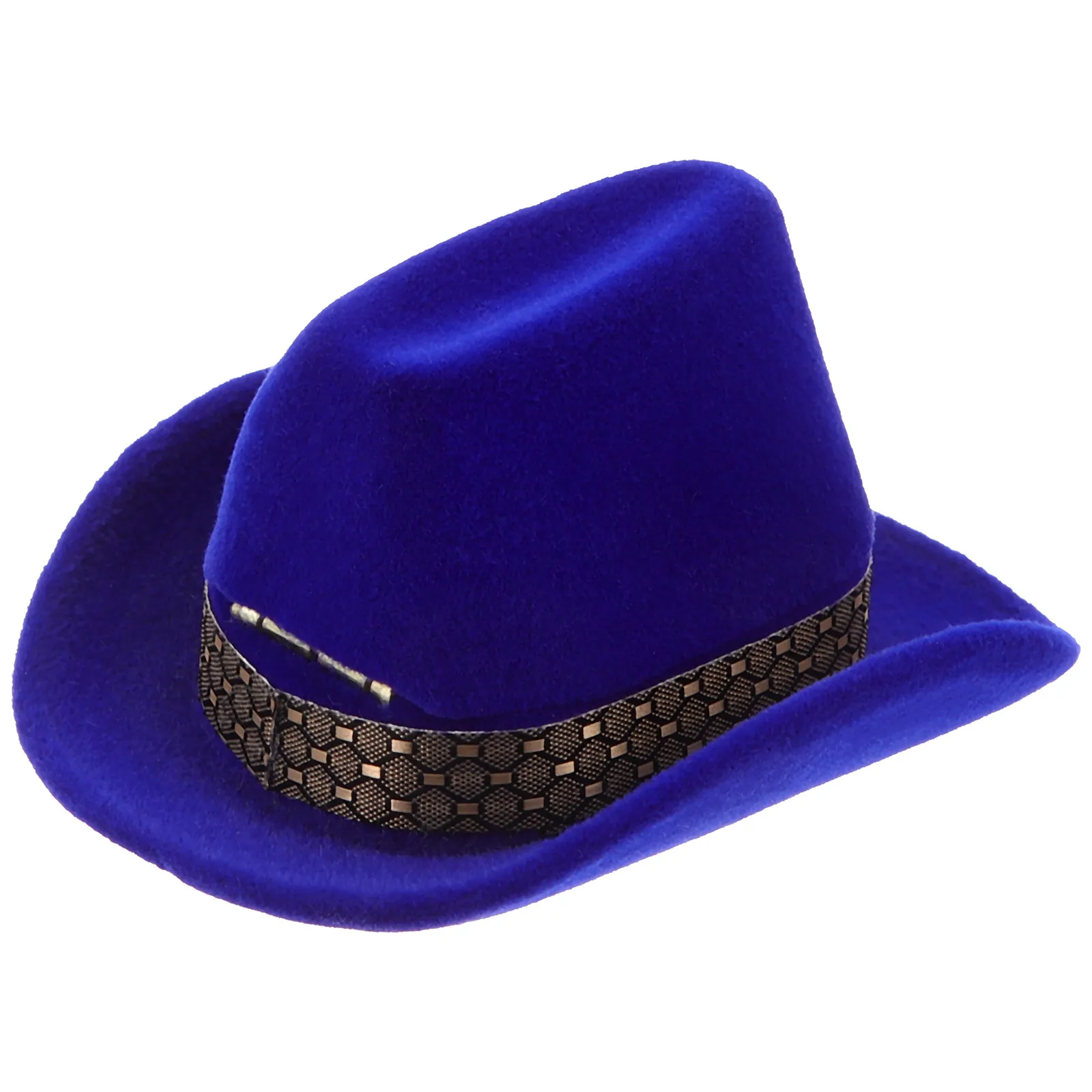 Blaue Beflockung Ringe Fall Samt Schmuck Box Cowboy Hut Ringe Halter Lagerung Cowboy Hut Schmuck Halter Vitrine