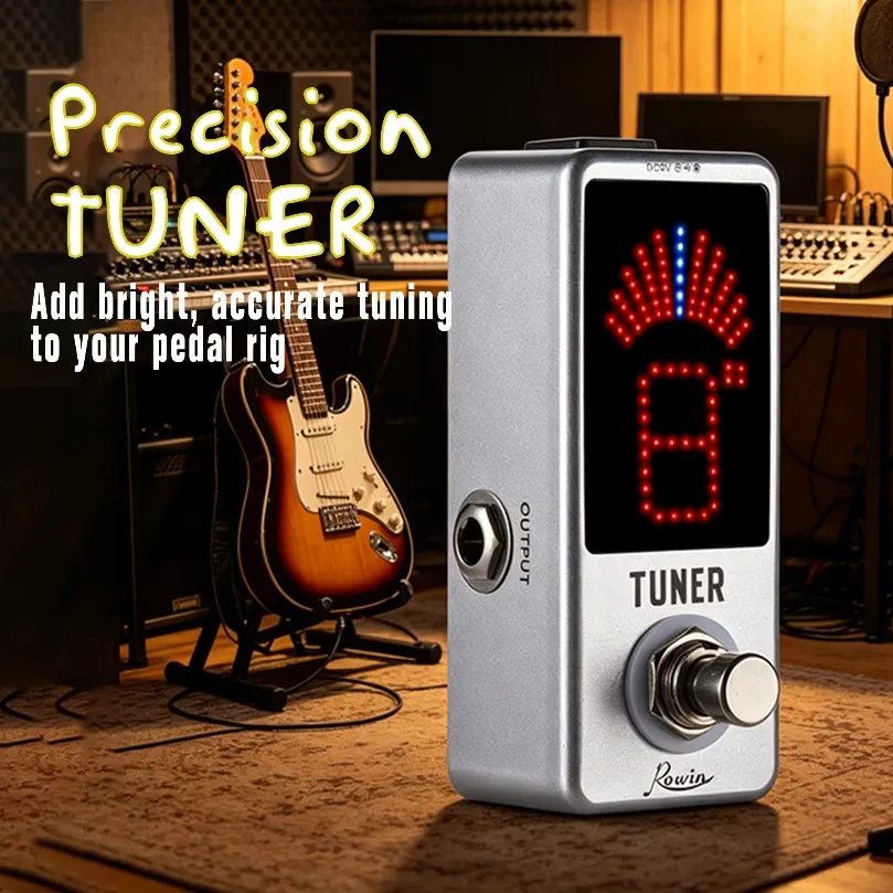 High Precision LT-910 Chromatic Tuner Pedal for Guitar Bass Built-in Pitch Indicator True Bypass Mini Tuning Effect Stompbox