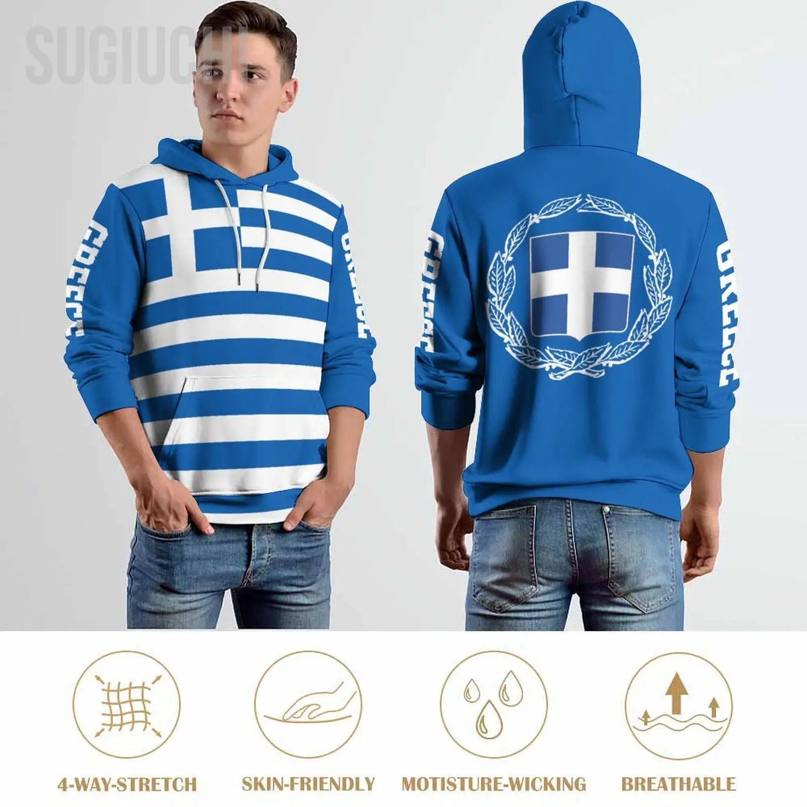 Unisex 3D Hoodie Greece Flag Greek Men Women Polyester Harajuku Sweatshirt Pullover Hoodies Casual Cool