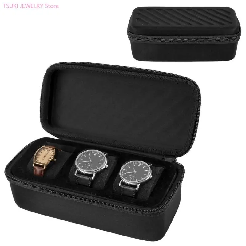 62KE Watch Storage Bag 3 Slot Portable Watch Travel Cases for Travelling