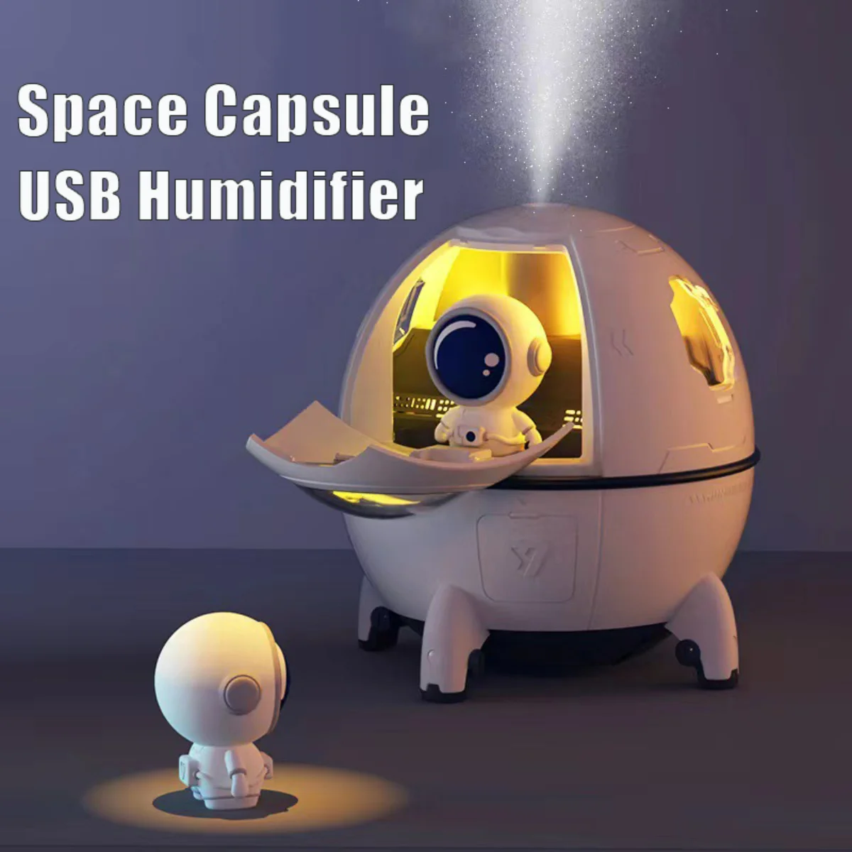 

New Space Capsule Air Humidifier USB Ultrasonic Cool Mist Aromatherapy Water Diffuser with Led Light Astronaut Humidificador