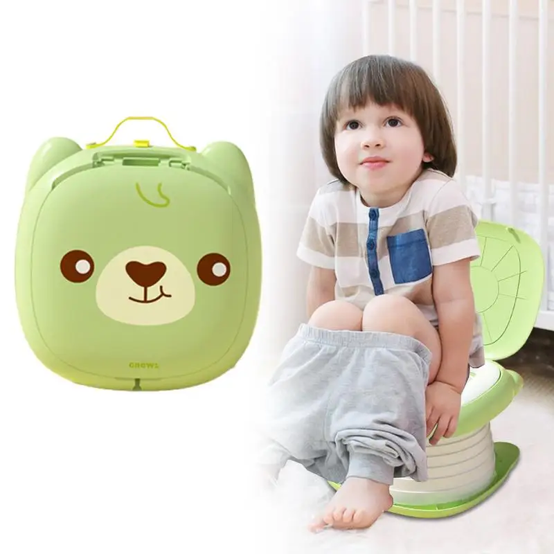 Orinal de viaje plegable para niños pequeños, asiento de inodoro compacto para niños, bolsa de almacenamiento móvil con inodoro, arena absorbente