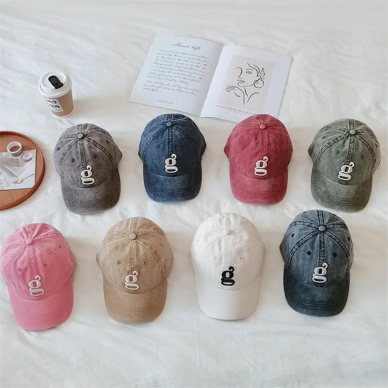 Korean Children's Cap Spring Autumn New Boys And Girls Simple Retro Denim Sunblock Baseball Caps Fashion Kids Hip-hop Hat 1 2 3Y