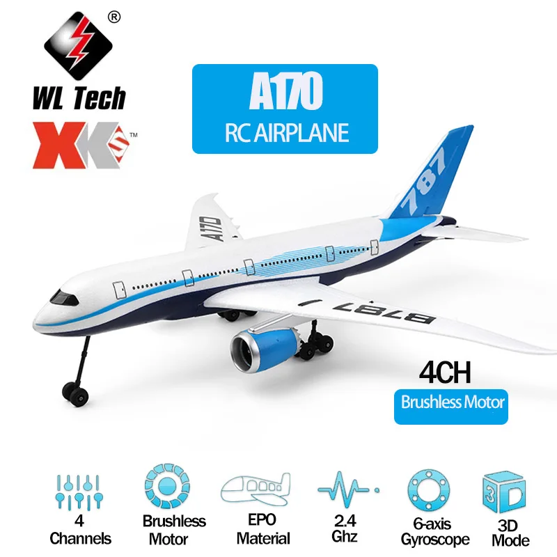 WLtoys XK A170 RC Airplane 660mm Wingspan 2.4GHz 4CH Remote Control Airplane 3D/6G Brushless Motor EPO Material Outdoor Drone