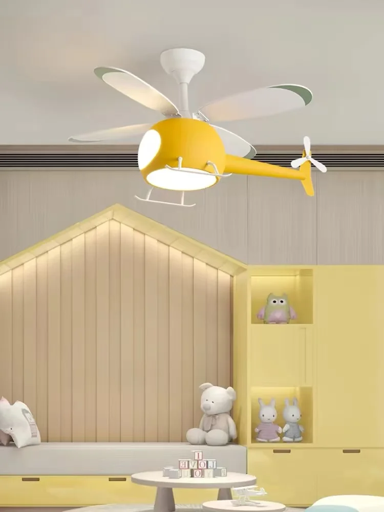 Children All Spectrum Cartoon Helicopter Airplane LED Pendant Light Creative Lustre Lamps for Bedroom Home Decoration Chandelier